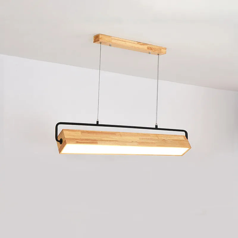 Nordic Wood Pendant Lights LED Modern Pendant Lamps for Dining Living Room Kitchen Office Shop Bar Cafe Long Strip Hanging Lamp