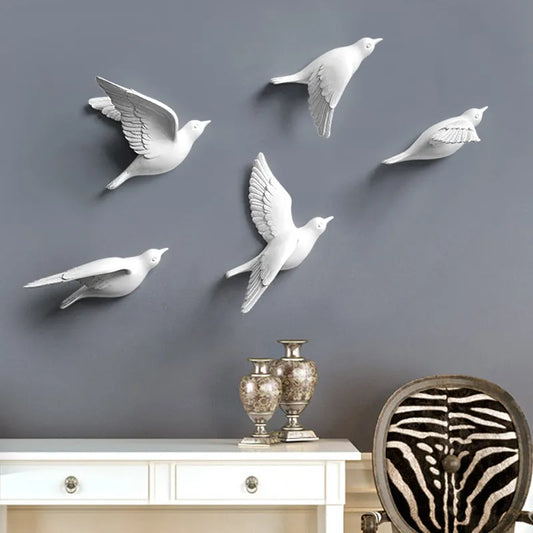 Wall Decor 3d Sticker Resin Birds Figurines Creative Living Room Animal  Murals Background Decorative Home Ornaments