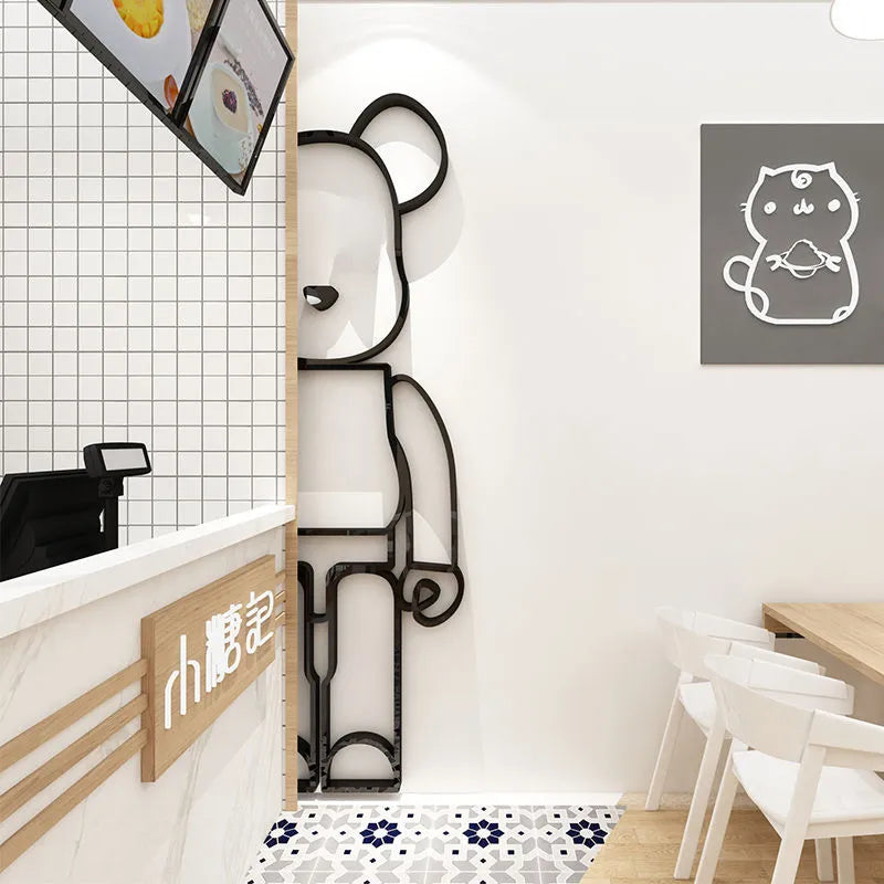 Bearbrick Wall Sticker Acrylic Bear Brick Background Wall Stickers Cartoon Bear