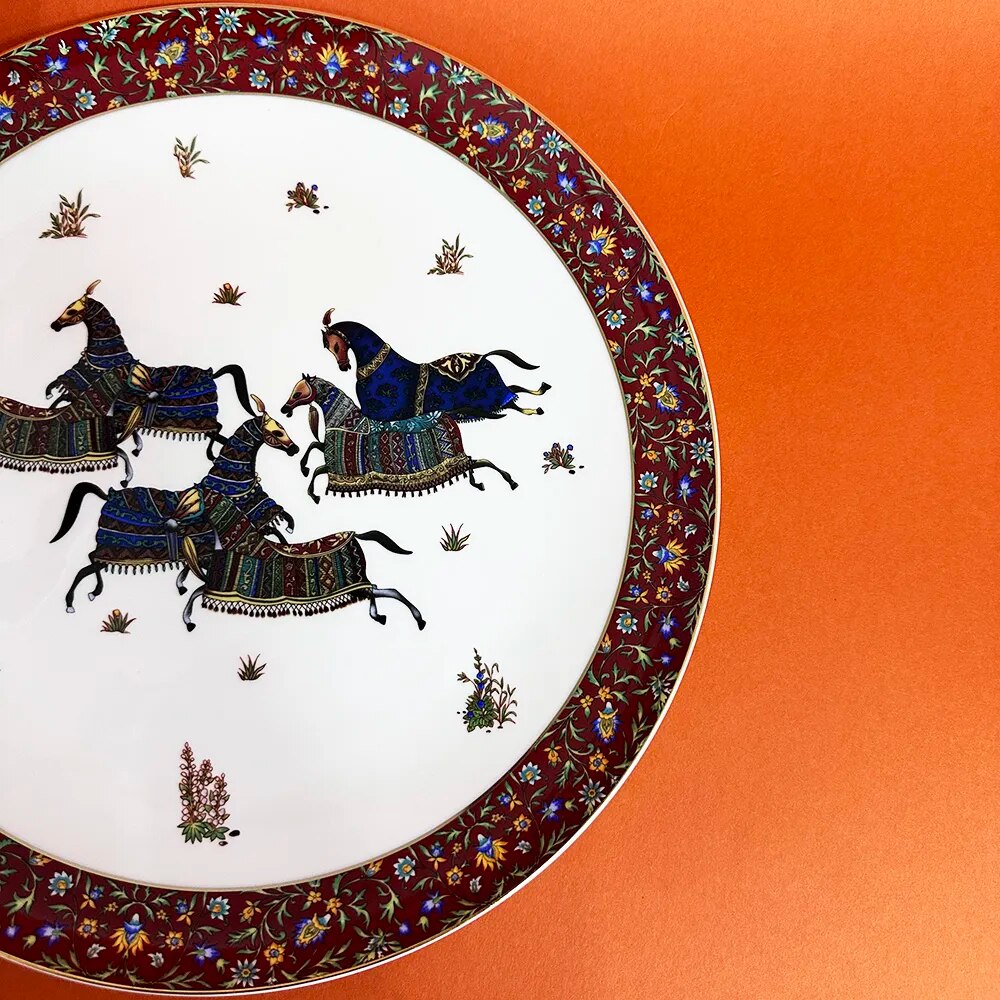 14 Inch Horse Dinner Plates Luxury Ceramic Plate