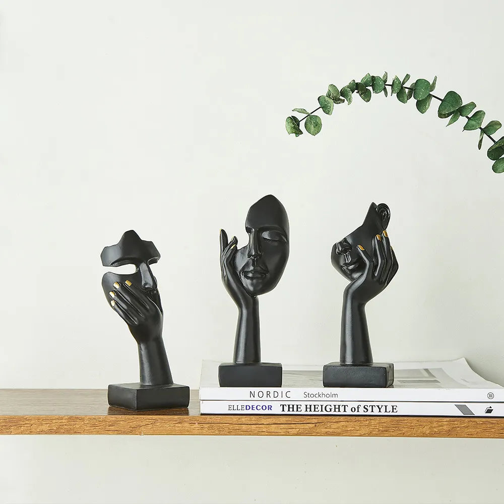 Nordic Statue Abstract Resin Desktop Ornaments Sculpture Miniature Figurines Face Character Art Crafts Office Home Decoration