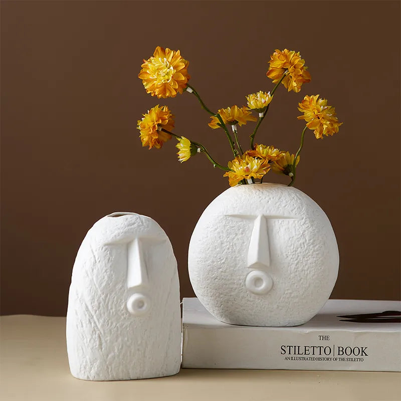 Ins Style Creative Abstract Facial Ceramic Vase Modern Minimalist Home Porch Living Room Homestay Flower Arrangement Decoration