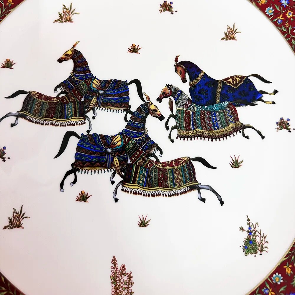 14 Inch Horse Dinner Plates Luxury Ceramic Plate