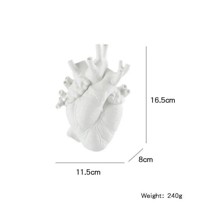 Anatomical Heart Vase Resin Heart Shape