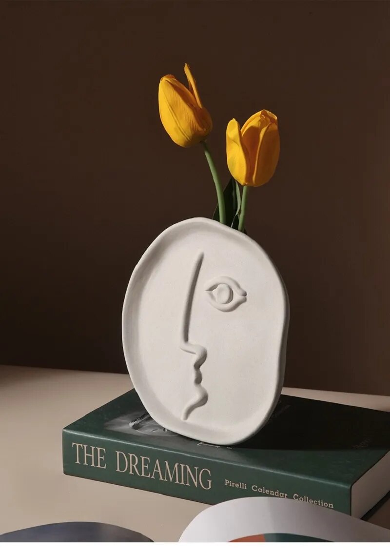 Picasso Nordic Creative Ceramic Face Vase Simple Decoration Bedroom Decor Livingroom Porch Flower Arrangement Home Decoration Ar