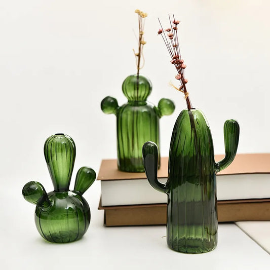 Cactus Shaped Glass Vase for Plant Creative Vase Decoration