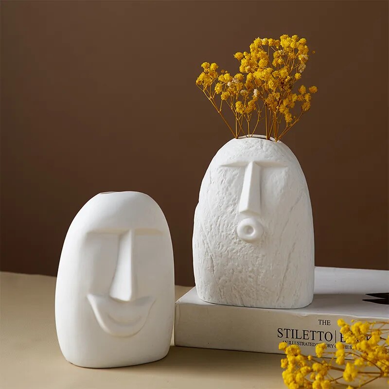 Ins Style Creative Abstract Facial Ceramic Vase Modern Minimalist Home Porch Living Room Homestay Flower Arrangement Decoration