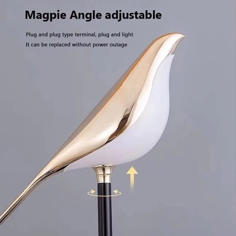 Nordic Style LED Wall Lamp Art Magpie Bird Home Decor Bedroom Bedside Parlor Background  Decoration Sconce Indoor Lighting