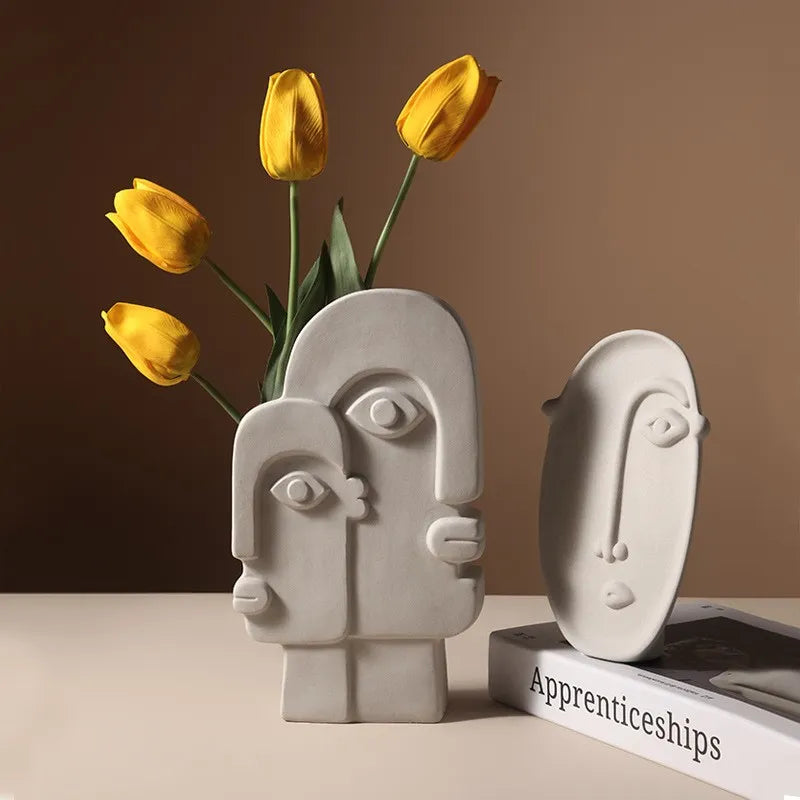 Picasso Nordic Creative Ceramic Face Vase Simple Decoration Bedroom Decor Livingroom Porch Flower Arrangement Home Decoration Ar