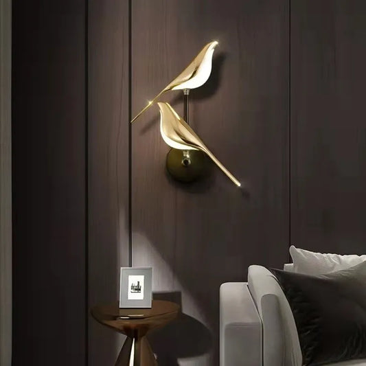 Nordic Style LED Wall Lamp Art Magpie Bird Home Decor Bedroom Bedside Parlor Background  Decoration Sconce Indoor Lighting