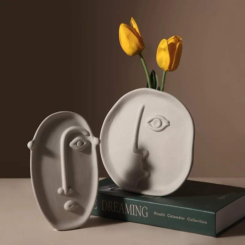 Picasso Nordic Creative Ceramic Face Vase Simple Decoration Bedroom Decor Livingroom Porch Flower Arrangement Home Decoration Ar