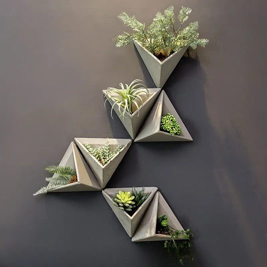 Vintage Nordic Wall Decoration Triangle Flower Ware Restaurant Simulation of Meaty Plants Flower Pot Garden Decoration