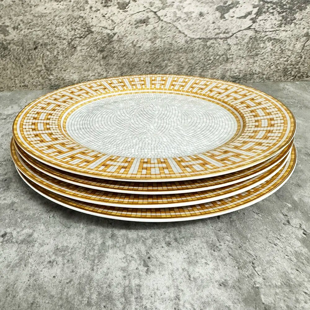 4 Pcs 8 Inch Luxury Bone Dishes And Plates Porcelain