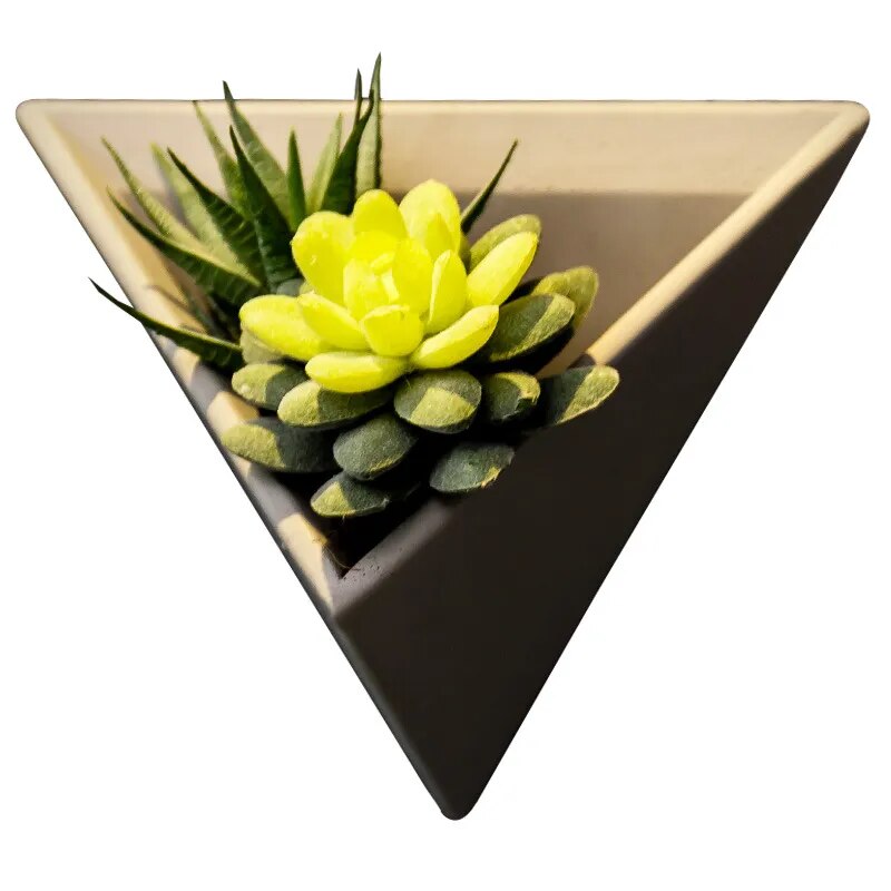 Vintage Nordic Wall Decoration Triangle Flower Ware Restaurant Simulation of Meaty Plants Flower Pot Garden Decoration