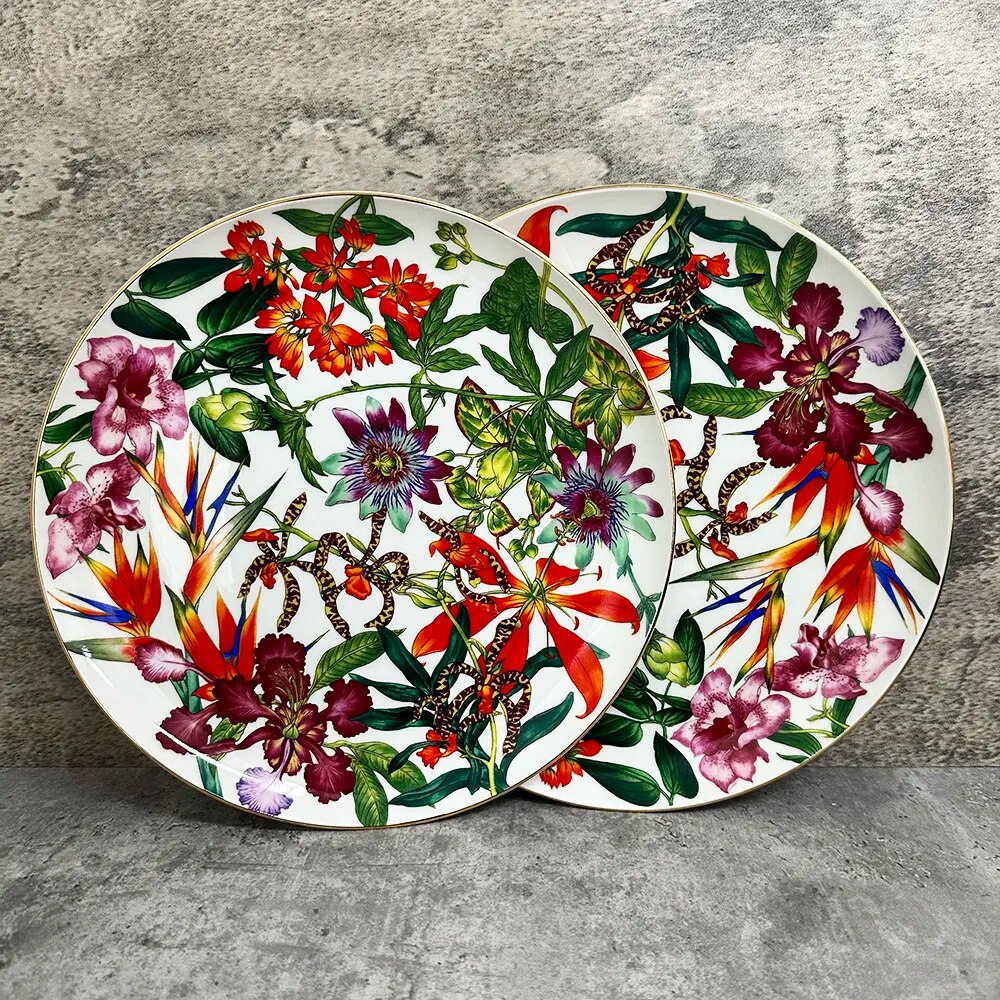 Creative Tableware Dinner Plates Luxury Ceramic Plate Hand-Painted  Art  Set Charger Plates for Wedding Pasta Plate