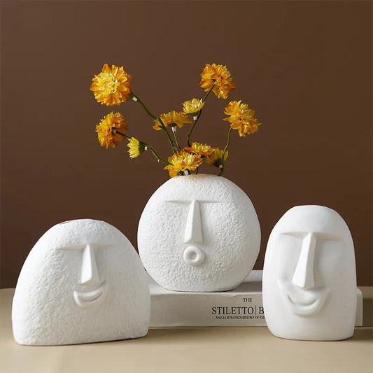 Ins Style Creative Abstract Facial Ceramic Vase Modern Minimalist Home Porch Living Room Homestay Flower Arrangement Decoration