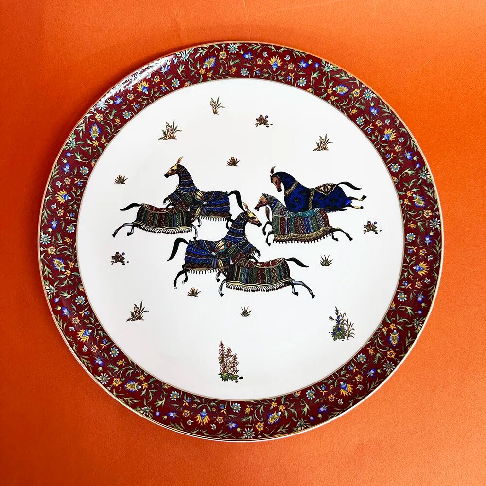 14 Inch Horse Dinner Plates Luxury Ceramic Plate