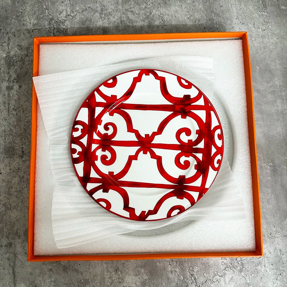 4 Pcs 8 Inch Luxury Bone Dishes And Plates Porcelain