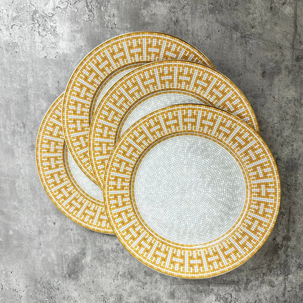 4 Pcs 8 Inch Luxury Bone Dishes And Plates Porcelain