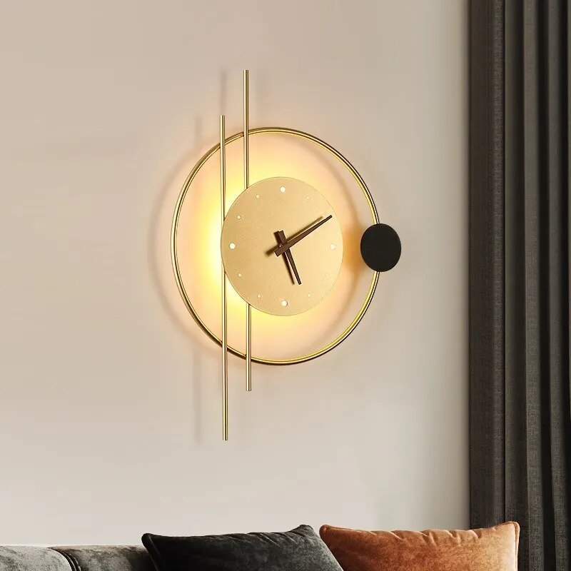 Nordic LED Wall Lamps Quiet  Art Clock Design Wall Sconce Creative Aisle Bedroom Living Room Background Wall Decor Wall Light