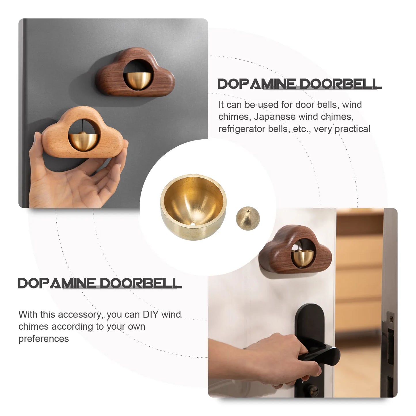 Dopamine Doorbell Wind Chime Accessory Refrigerator Metal Trim Wall Clock Replacement Bells Copper