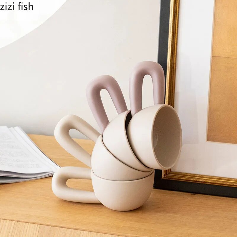 Simple Ceramic Mug Creative Big Handle Coffee Mug Office Afternoon Tea Milk Cup Juice Cup Water Cup Tea Cups Household Products