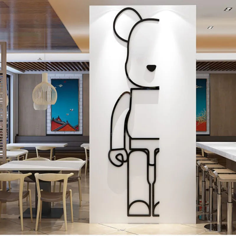 Bearbrick Wall Sticker Acrylic Bear Brick Background Wall Stickers Cartoon Bear