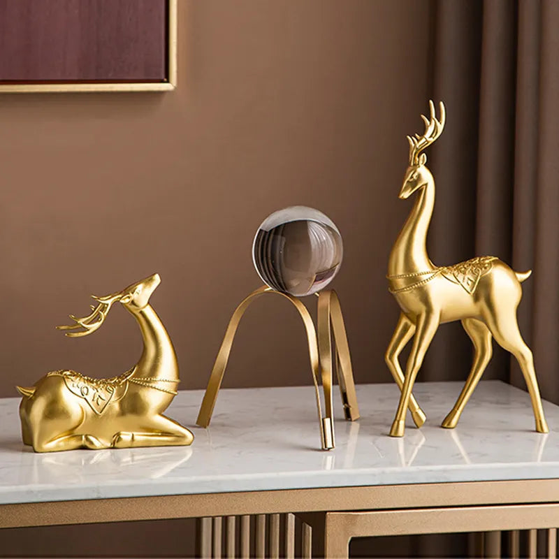 Decorative Figurines Luxury Home Decoration Accessories Animal Figurines Golden Ornaments Abstract Art Modern Living Room Decor