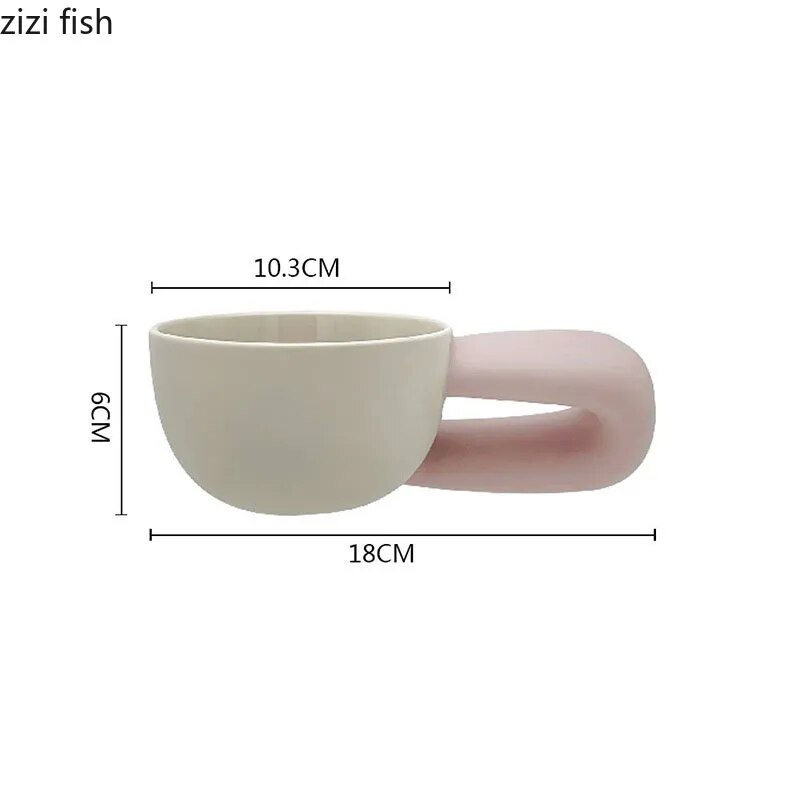 Simple Ceramic Mug Creative Big Handle Coffee Mug Office Afternoon Tea Milk Cup Juice Cup Water Cup Tea Cups Household Products