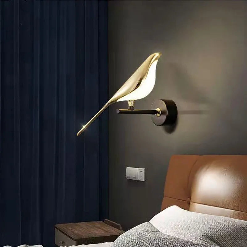 Nordic Style LED Wall Lamp Art Magpie Bird Home Decor Bedroom Bedside Parlor Background  Decoration Sconce Indoor Lighting