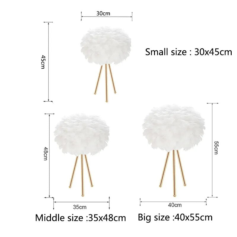 Goose Feather Table Lamp Modern LED Table Lamp For Bedroom Feather Lampshade Bedside Lamp Wedding Christmas Home Decoration E27