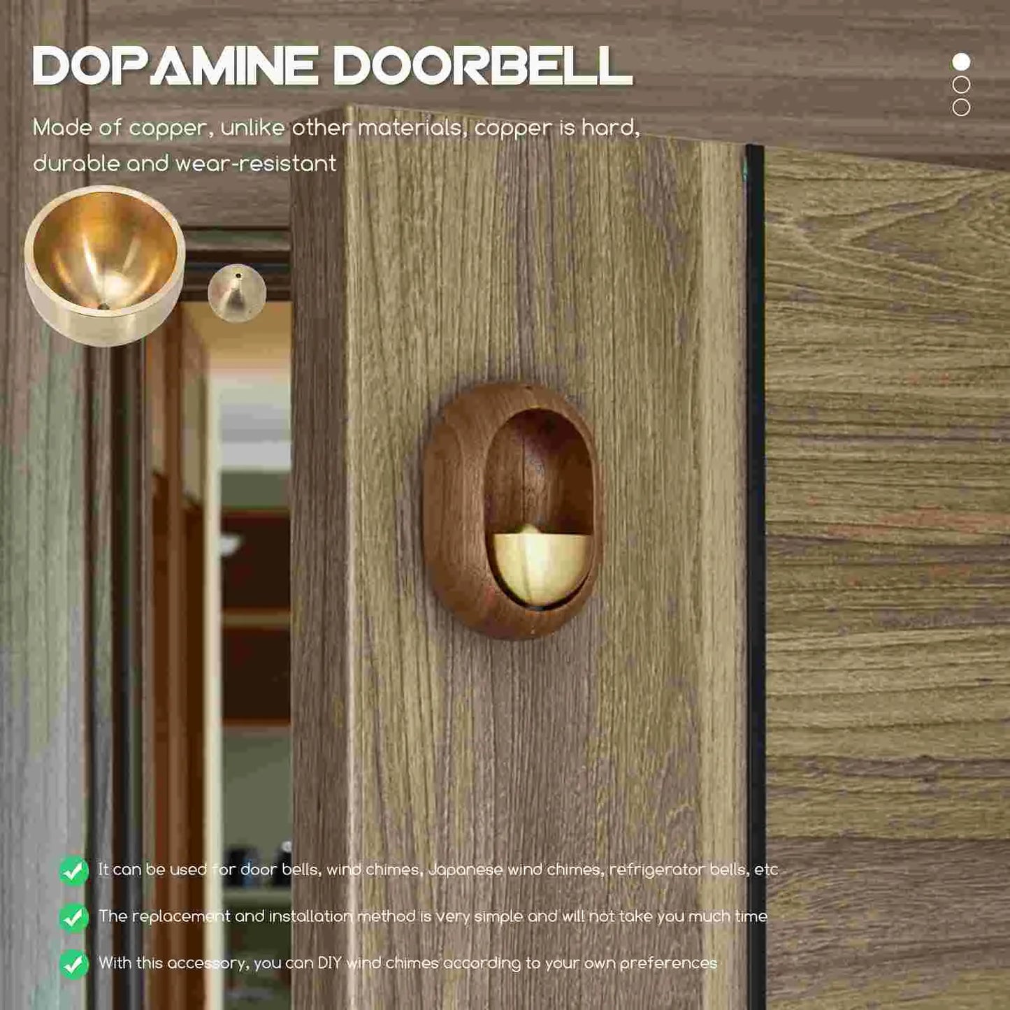 Dopamine Doorbell Wind Chime Accessory Refrigerator Metal Trim Wall Clock Replacement Bells Copper