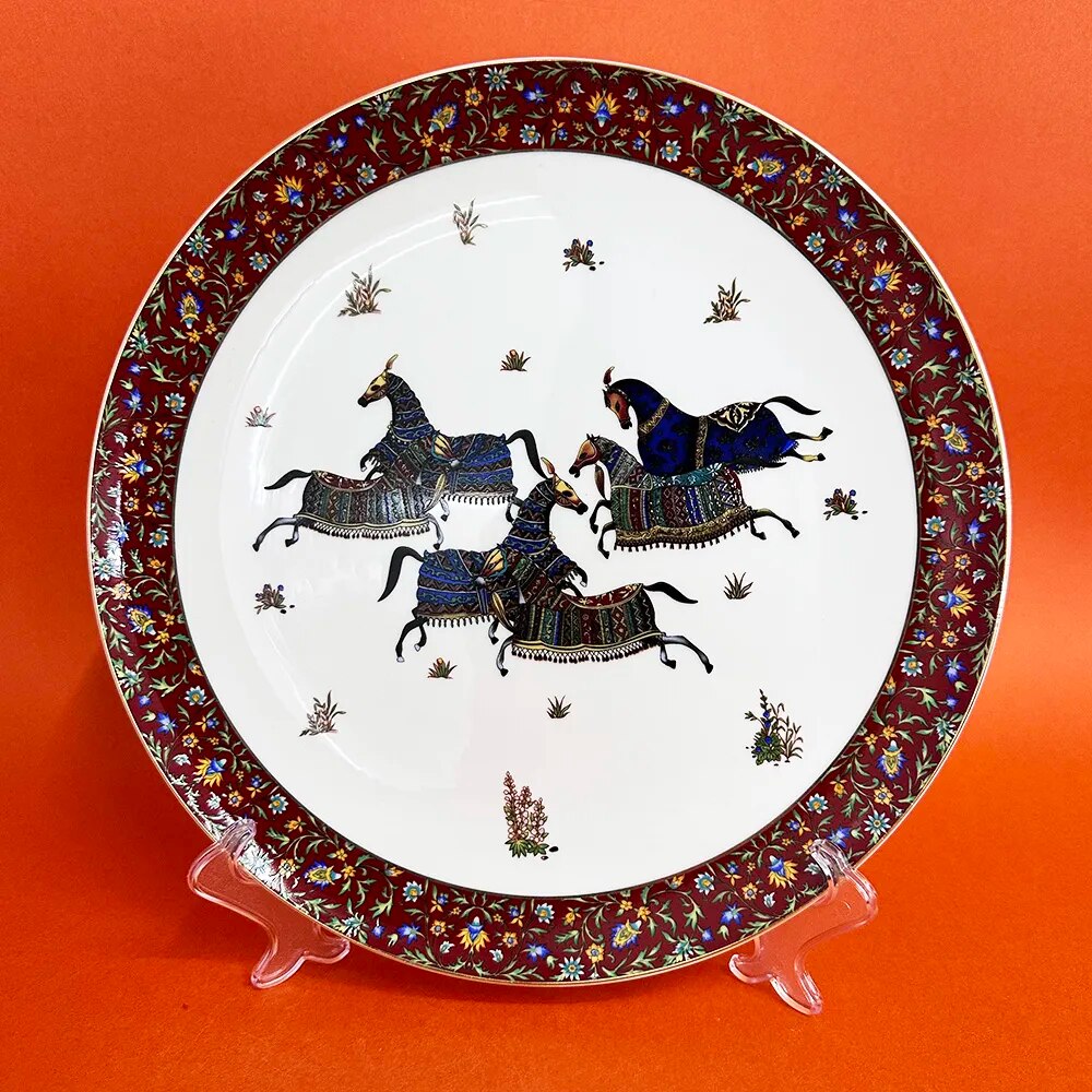 14 Inch Horse Dinner Plates Luxury Ceramic Plate