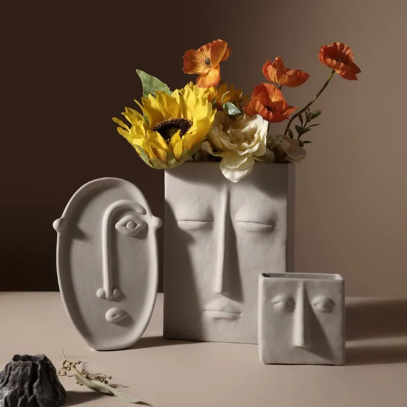 Picasso Nordic Creative Ceramic Face Vase Simple Decoration Bedroom Decor Livingroom Porch Flower Arrangement Home Decoration Ar