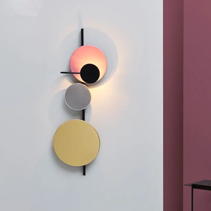 Round wall lamp Nordic Personality Colorful Metal indoor lighting wall Art DIY Planet Dinner Bedside minimalist wall light