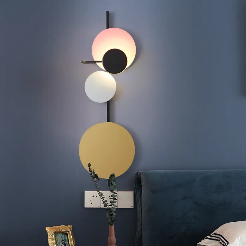 Round wall lamp Nordic Personality Colorful Metal indoor lighting wall Art DIY Planet Dinner Bedside minimalist wall light